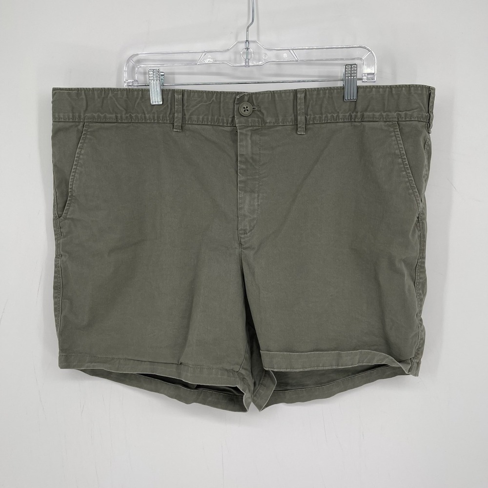 Eddie Bauer Women's Olive Green Chino Stretch Utility Twill Shorts Plus Size 20W